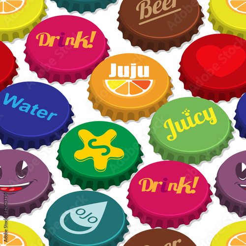Bottle caps seamless pattern. Vector illustration.