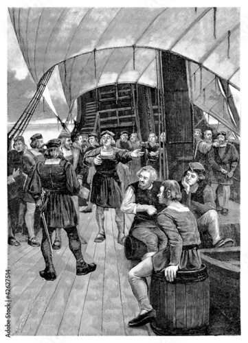 Tableau sur toile On Board - Sailing Ship : the Crew - 15th century