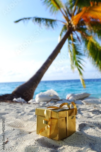 golden gift on ocean beach