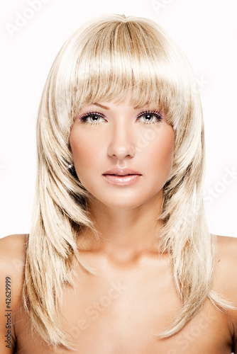 sensual young beautiful woman with blonde long hair