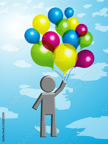 Luftballons mit Strichmännchen Vektor