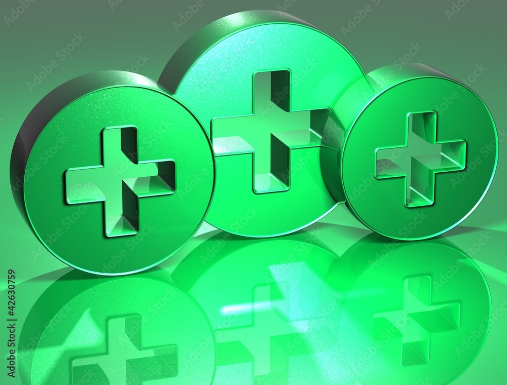 Obraz premium 3D Plus Green Sign