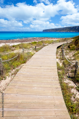 Balearic Formentera island wood beach way