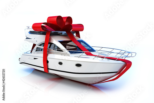 The big gift, Boat with red bow