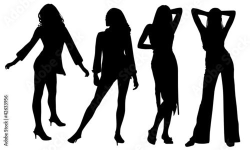 Silhouettes of fashion girls