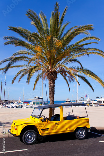 Formentera island with summer retro convertible © lunamarina