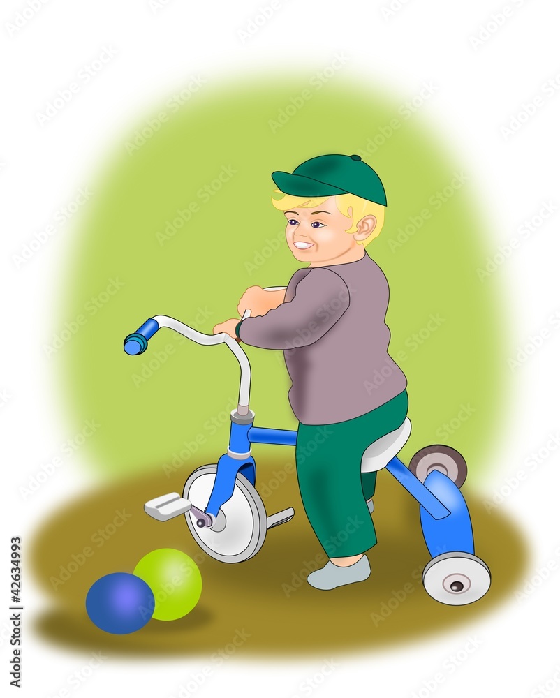 Little Boy on Tricycle Stock Illustration Adobe Stock