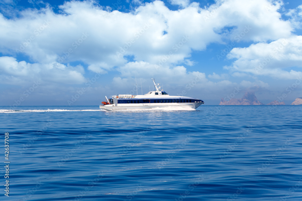 ferry cruising Ibiza to Formentera with Es Vedra