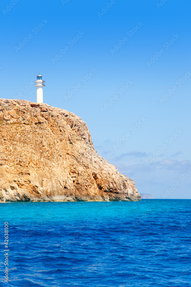 Formentera Barbaria cape Lighthouse view from sea