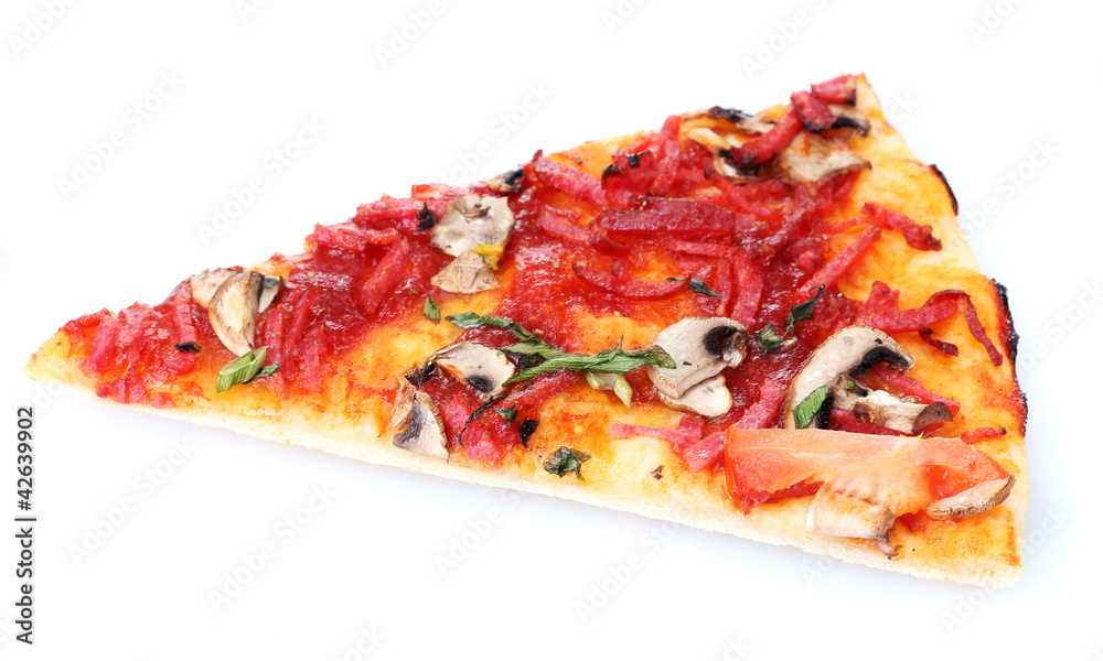 tasty slice of pizza isolated on white tasty slice of pizza isolated on white
