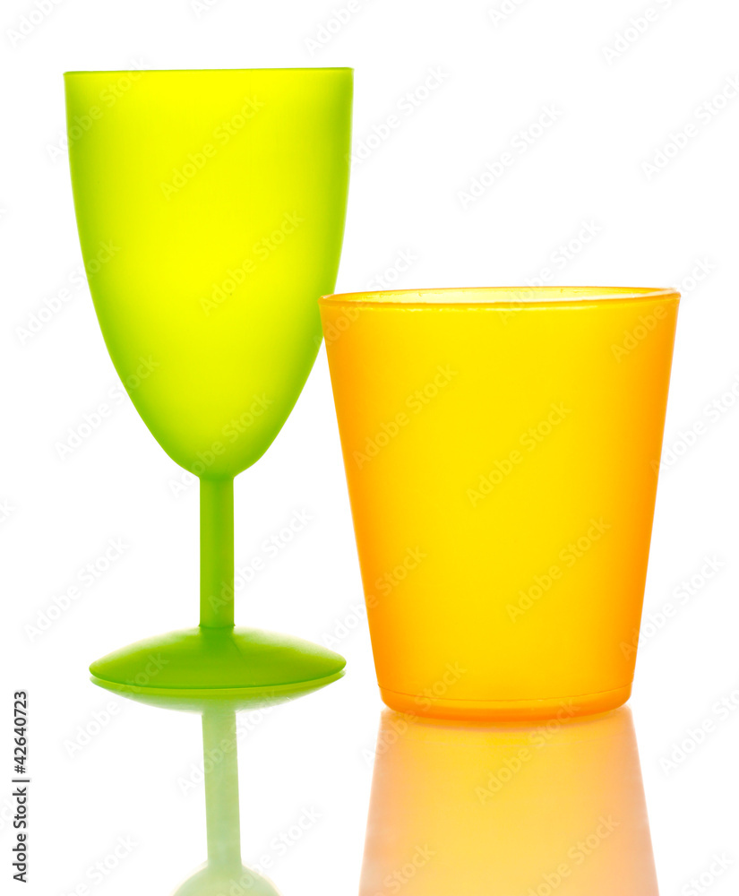 Bright plastic tableware isolated on white Bright plastic tableware isolated on white