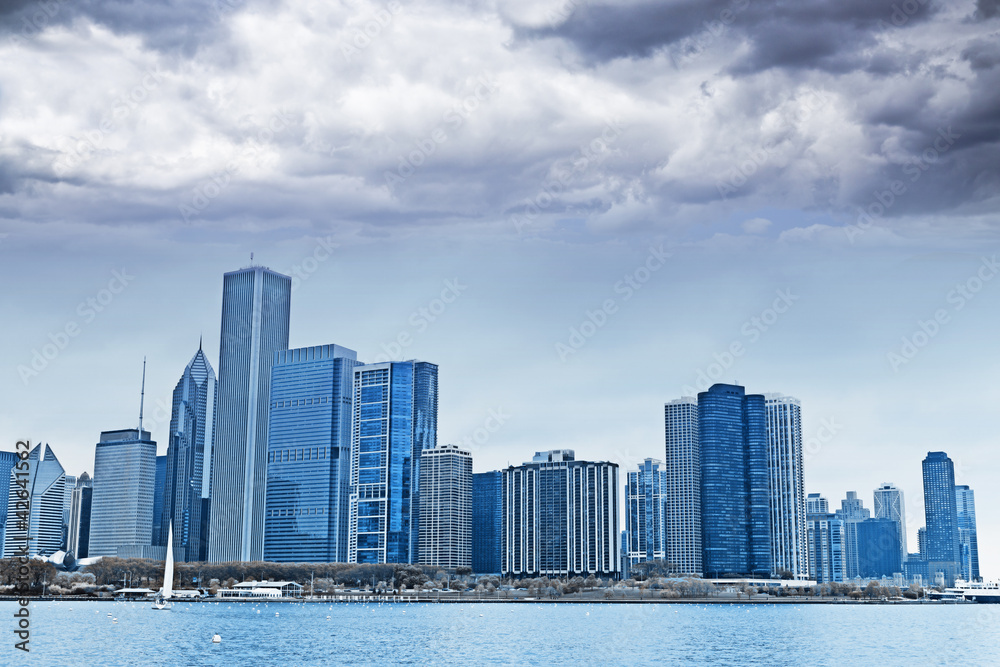 Fototapeta premium Dark Clouds on Finance District