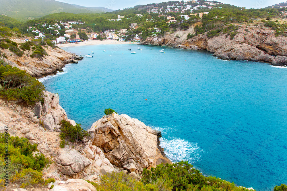 Cala Vadella in Ibiza island with turquoise water