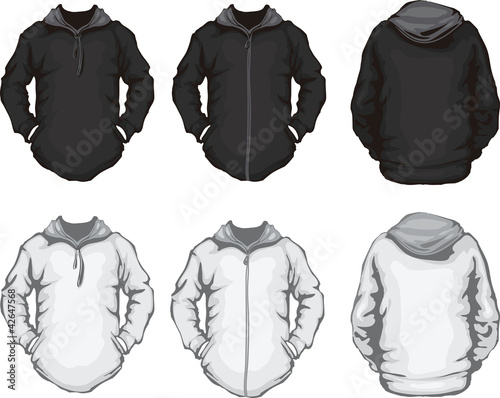 black white men's hoodie sweatshirt template