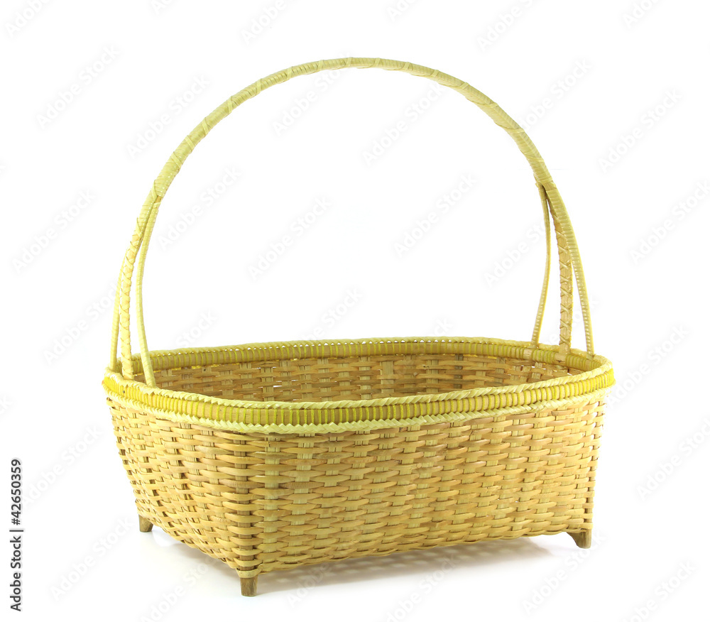 Bamboo weave basket isolated on white background