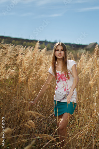 Fototapeta Naklejka Na Ścianę i Meble -  beautiful girl in the reeds