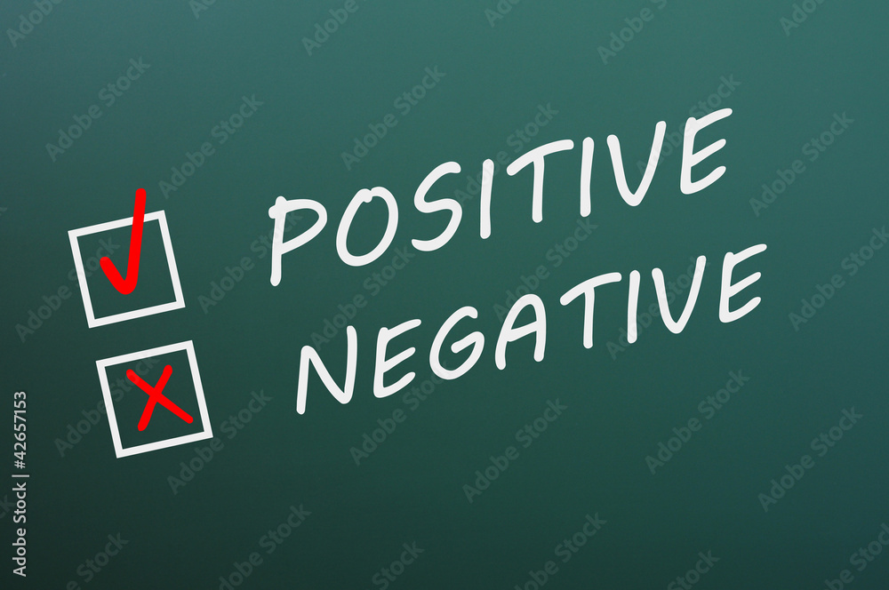 Chalk drawing of Positive and Negative with check boxes Chalk drawing of Positive and Negative with check boxes