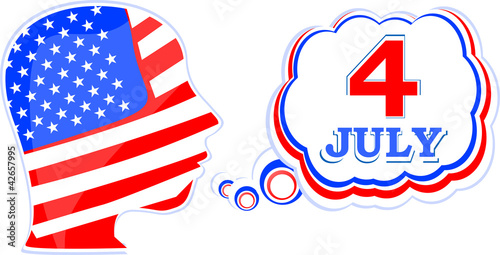 USA flag man with speech bubbles - independence day