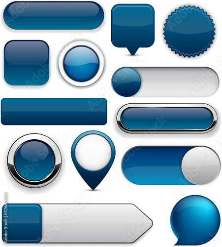 Dark-blue high-detailed modern buttons.
