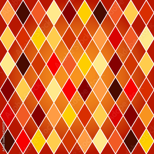Seamless harlequin pattern-orange and red tones