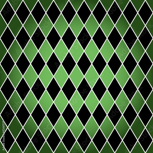 Seamless harlequin pattern-green and black