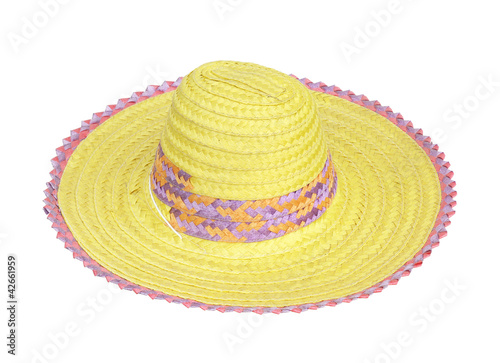Colorful straw hat isolated on white background