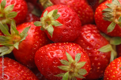 Fresh Strawberries with Green Leaf