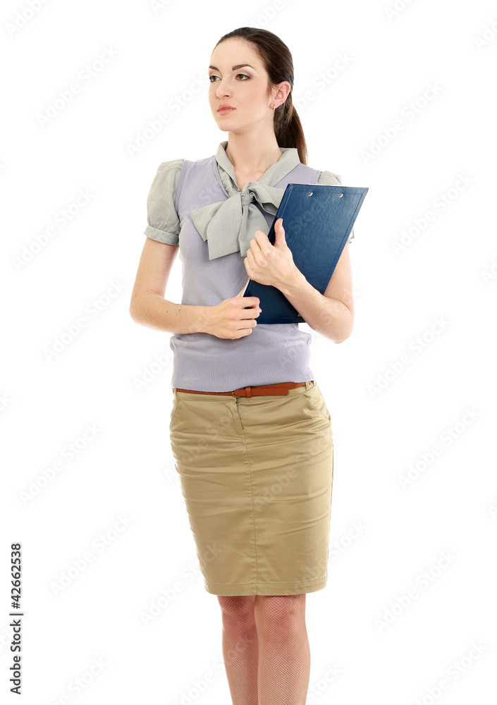 Portrait of the business woman with folder Portrait of the business woman with folder