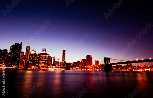 Manhattan and Brooklyn bridge with Night landscape