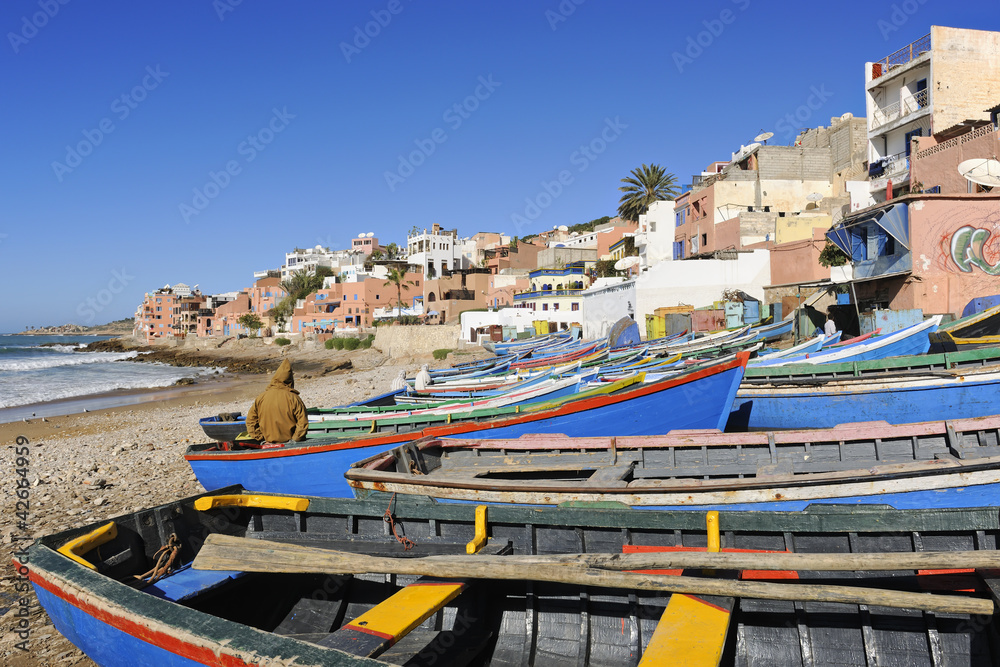 Fishing boats on the beach in Taghazout