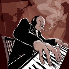 Wandcirkels Muziekband Jazzband tijdens levendig optreden  © Isaxar