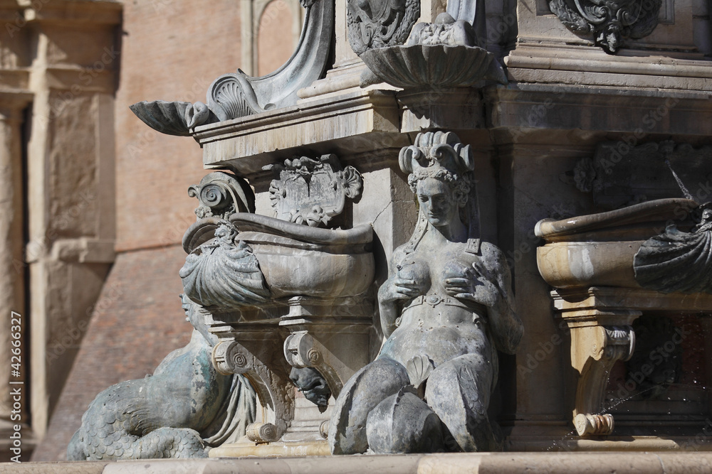 Naklejka premium Bologna,Piazza e fontana del Nettuno