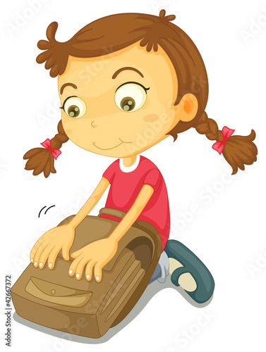 a girl with school bag