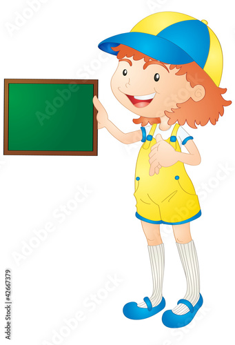 girl showing board
