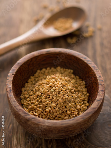 close up of a bowl of fenugreek seeds © fkruger