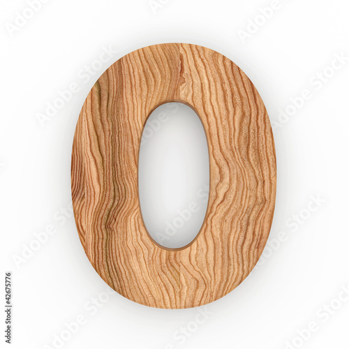 Fototapeta Naklejka Na Ścianę i Meble -  3d Font Wood Number 0