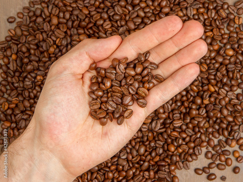 Coffee beans in hand