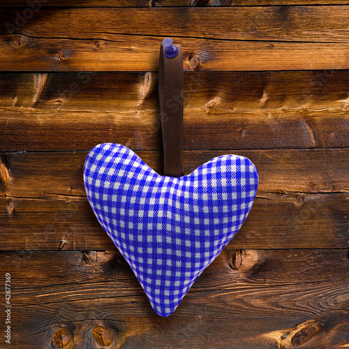 Blau Kariertes Stoffherz