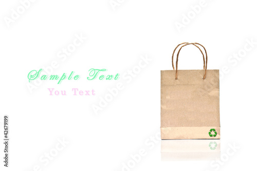 blank brown paper bag isolated on white background