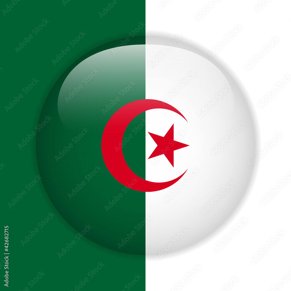 Algeria Flag Glossy Button Algeria Flag Glossy Button