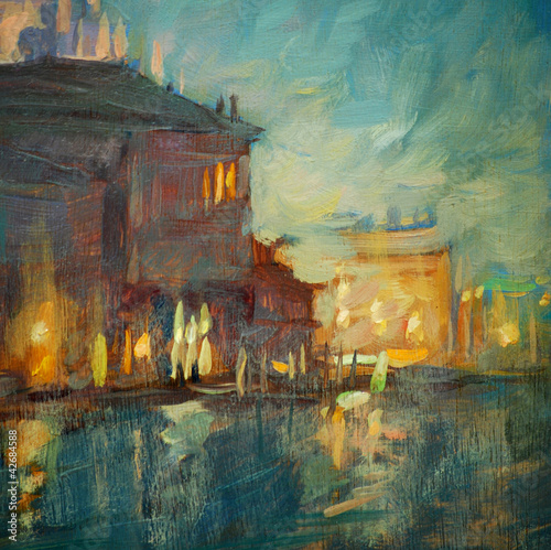 night landscape to Venice, painting by oil on a canvas photo