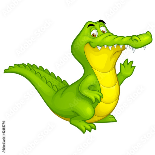 Vector cartoon happy fun crocodile character