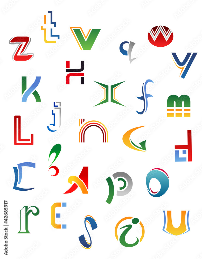 Set of symbols, letters and icons Set of symbols, letters and icons