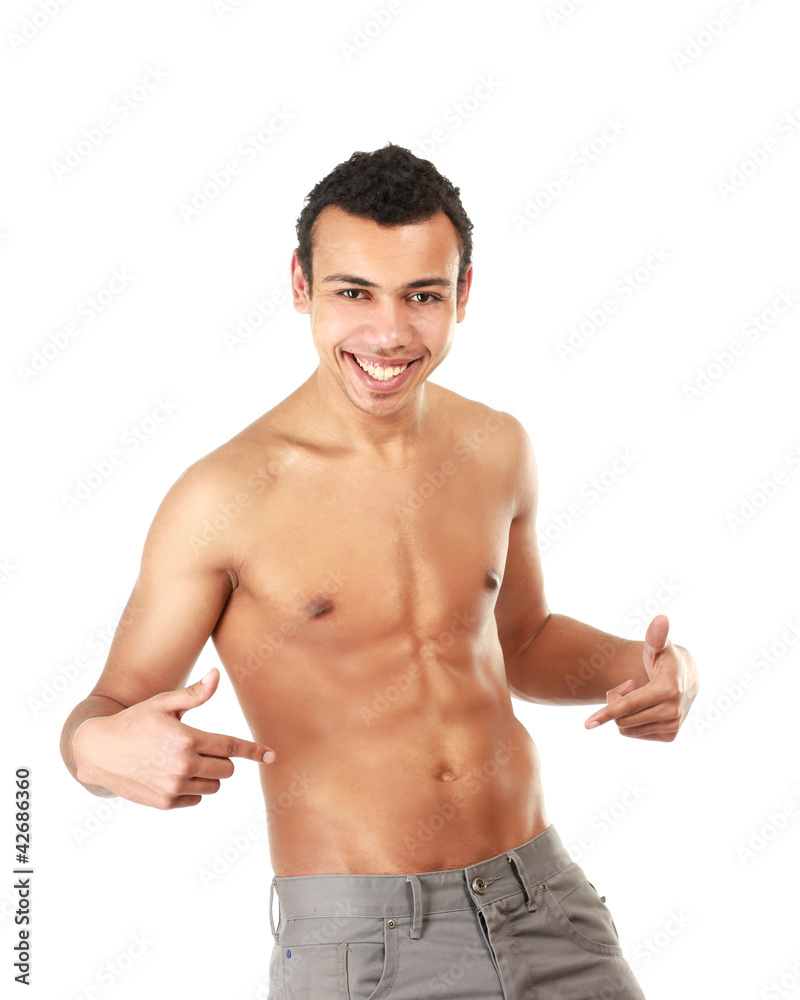 Strong man with a helathy body isolated over white Strong man with a helathy body isolated over white