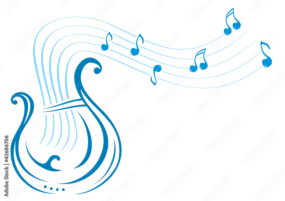 Naklejka premium Design with music notes and lyre on illustration