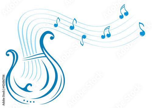 Design with music notes and lyre on illustration photo