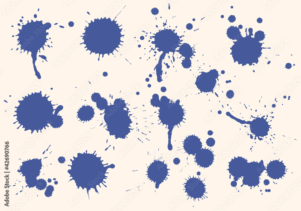 Vector  set of drawn ink stains collection isolated