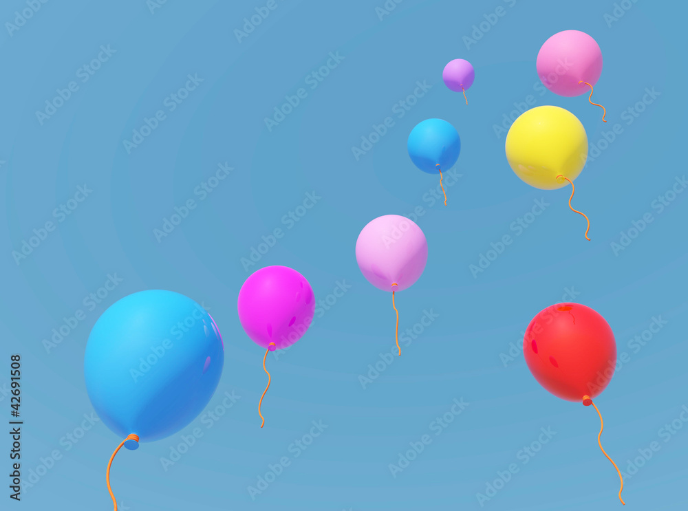 Rubber balloon with blue sky to created by three dimensional sof Rubber balloon with blue sky to created by three dimensional sof
