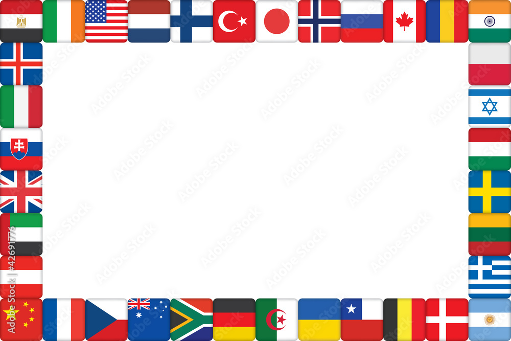 Frame Made Of World Flag Icons Vector Illustration Stock Vector Adobe Stock