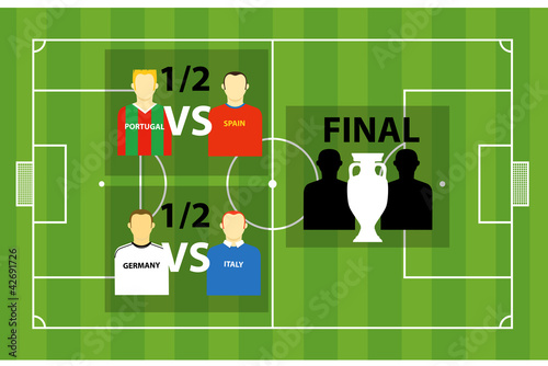 Euro 2012 tournament scheme on soccer (football) green field. Ve